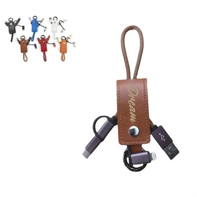 3-in-1 Leather Charging Cable Keychain