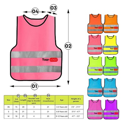 Kids Safety Vest with 3m Reflective Stripe
