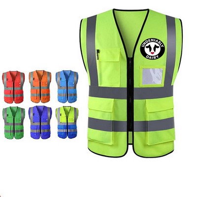 High Visibility Security Vest With Pocket Zipper
