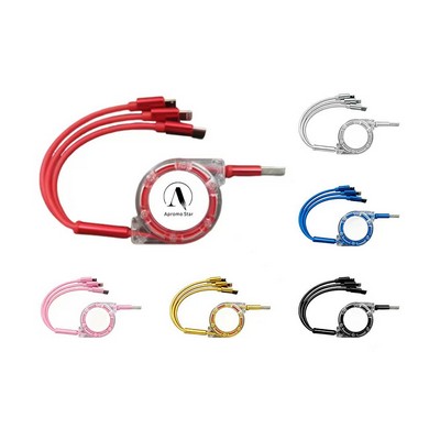 3-in-1 Charging Cable Retractable Metal Data Cable