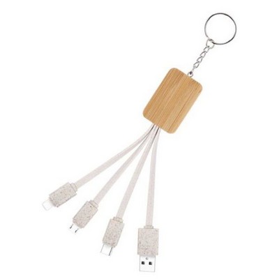 Rectangle Bamboo 3" 1 USB Charging Cable