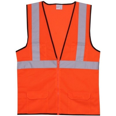Orange Solid Zipper Safety Vest (Small/Medium)