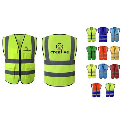 Safety Vest with Multiple Pockets and Reflective Strips